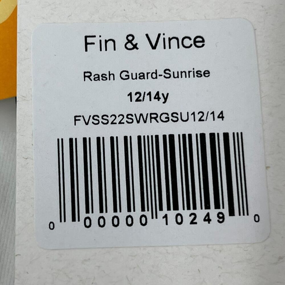 Fin & Vince NWT 12/14 Yrs “Sunrise” Rash Guard - Picture 5 of 5